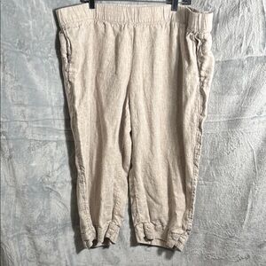 J. Jill linen capri pants 3X plus size  Beige‎ tan 100% Linen Pants lightweight